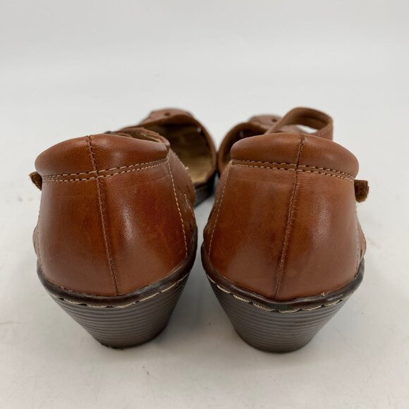 Clarks Brown Leather Kitten Heel Sandals | Size 10 - Picture 3 of 8